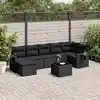 Image de vidaXL Salon de jardin 8 pcs avec coussins noir résine tressée