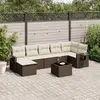 Image de vidaXL Salon de jardin 8 pcs avec coussins marron résine tressée