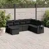 Image de vidaXL Salon de jardin 7 pcs avec coussins noir résine tressée