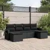 Image de vidaXL Salon de jardin 6 pcs avec coussins noir résine tressée