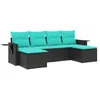 Image de vidaXL Salon de Jardin 6 pcs avec Coussins Noir résine tressée