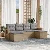 Image de vidaXL Salon de jardin avec coussins 6 pcs beige résine tressée