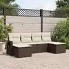 Image de vidaXL Salon de jardin avec coussins 6 pcs marron résine tressée