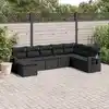 Image de vidaXL Salon de jardin 8 pcs avec coussins noir résine tressée