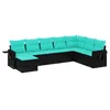 Image de vidaXL Salon de Jardin 8 pcs avec Coussins Noir résine tressée