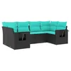 Image de vidaXL Salon de Jardin 6 pcs avec Coussins Noir résine tressée