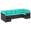 Image de vidaXL Salon de Jardin 7 pcs avec Coussins Noir résine tressée