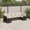 Image de vidaXL Salon de jardin avec coussins 7 pcs marron résine tressée