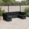 Image de vidaXL Salon de jardin 9 pcs avec coussins noir résine tressée