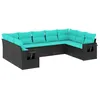 Image de vidaXL Salon de Jardin 9 pcs avec Coussins Noir résine tressée