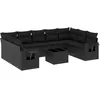 Image de vidaXL Salon de Jardin avec Coussins 10 pcs, Canapés de Terrasse, Ensemble de Meubles de Patio, Mobilier d'Extérieur, Noir Résine Tressée