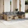 Image de vidaXL Salon de jardin avec coussins 10 pcs beige résine tressée