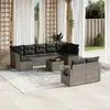 Image de vidaXL Salon de jardin avec coussins 10 pcs gris résine tressée