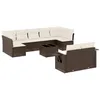 Image de vidaXL Salon de Jardin avec Coussins 10 pcs, Canapés de Terrasse, Ensemble de Meubles de Patio, Mobilier d'Extérieur, Marron Résine Tressée
