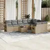 Image de vidaXL Salon de jardin avec coussins 10 pcs beige résine tressée