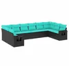 Image de vidaXL Salon de Jardin 10 pcs avec Coussins Noir résine tressée