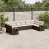 Image de vidaXL Salon de jardin 10 pcs avec coussins marron résine tressée