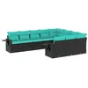 Image de vidaXL Salon de Jardin 10 pcs avec Coussins Noir résine tressée