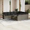 Image de vidaXL Salon de jardin 11 pcs avec coussins gris résine tressée