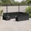 Image de vidaXL Salon de jardin 11 pcs avec coussins noir résine tressée