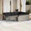 Image de vidaXL Salon de jardin 11 pcs avec coussins gris clair résine tressée