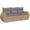 Image de vidaXL Salon de Jardin avec Coussins 3 pcs, Canapés de Terrasse, Ensemble de Meubles de Patio, Mobilier d'Extérieur, Beige Résine Tressée
