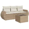 Image de vidaXL Salon de Jardin avec Coussins 4 pcs, Canapés de Terrasse, Ensemble de Meubles de Patio, Mobilier d'Extérieur, Beige Résine Tressée