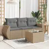 Image de vidaXL Salon de jardin avec coussins 4 pcs beige résine tressée