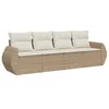 Image de vidaXL Salon de Jardin avec Coussins 4 pcs, Canapés de Terrasse, Ensemble de Meubles de Patio, Mobilier d'Extérieur, Beige Résine Tressée