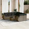 Image de vidaXL Salon de jardin 9 pcs avec coussins gris résine tressée