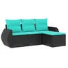 Image de vidaXL Salon de Jardin 4 pcs avec Coussins Noir résine tressée