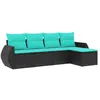 Image de vidaXL Salon de Jardin 5 pcs avec Coussins Noir résine tressée