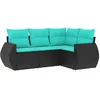 Image de vidaXL Salon de Jardin 4 pcs avec Coussins Noir résine tressée