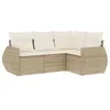 Image de vidaXL Salon de Jardin avec Coussins 4 pcs Beige résine tressée