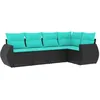 Image de vidaXL Salon de Jardin 5 pcs avec Coussins Noir résine tressée