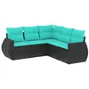 Image de vidaXL Salon de Jardin 5 pcs avec Coussins Noir résine tressée