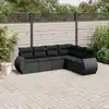 Image de vidaXL Salon de jardin 6 pcs avec coussins noir résine tressée