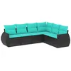 Image de vidaXL Salon de Jardin 6 pcs avec Coussins Noir résine tressée
