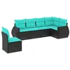 Image de vidaXL Salon de Jardin 6 pcs avec Coussins Noir résine tressée
