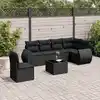 Image de vidaXL Salon de jardin 7 pcs avec coussins noir résine tressée