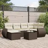 Image de vidaXL Salon de jardin avec coussins 7 pcs marron résine tressée