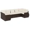 Image de vidaXL Salon de Jardin avec Coussins 7 pcs, Canapés avec Dossier, Ensemble de Meubles, Mobilier de Terrasse Patio, Marron Résine Tressée