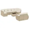 Image de vidaXL Salon de Jardin avec Coussins 10 pcs Beige résine tressée