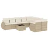 Image de vidaXL Salon de Jardin avec Coussins 10 pcs Beige résine tressée
