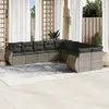 Image de vidaXL Salon de jardin avec coussins 10 pcs gris résine tressée
