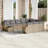 Image de vidaXL Salon de jardin 11 pcs avec coussins beige résine tressée