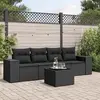 Image de vidaXL Salon de jardin 5 pcs avec coussins noir résine tressée