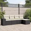 Image de vidaXL Salon de jardin 5 pcs avec coussins noir résine tressée