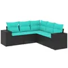 Image de vidaXL Salon de Jardin 5 pcs avec Coussins Noir résine tressée