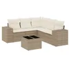 Image de vidaXL Salon de Jardin avec Coussins 6 pcs, Canapés de Terrasse, Ensemble de Meubles de Patio, Mobilier d'Extérieur, Beige Résine Tressée